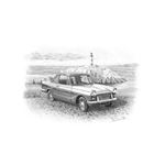 Triumph Herald Coupe Personalised Portrait in Black and White - RH5376BW